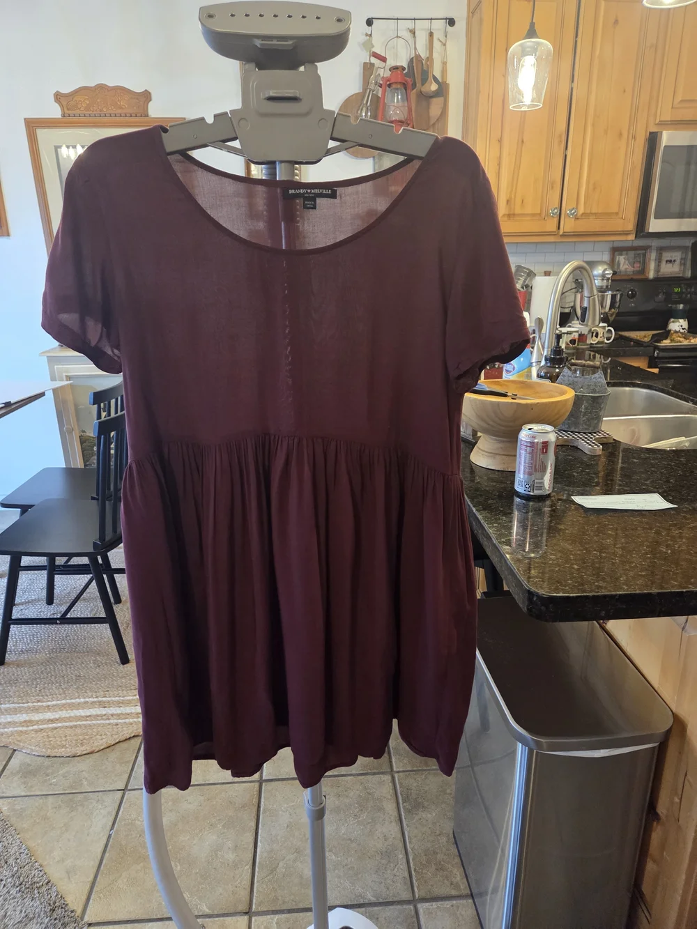 Brandy Melville Burgundy Short-Sleeve Babydoll Tunic - Picture 5 of 8